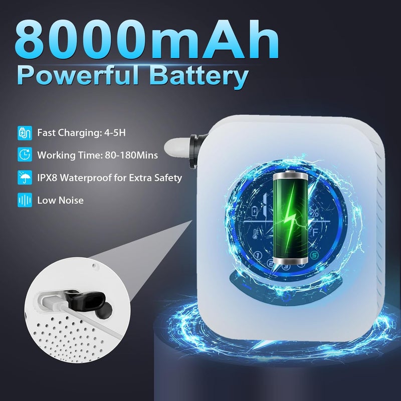AYWOHA Portable Shower for Camping, 8000mAh Rechargeable Camping Shower Pump with 3X Stronger Water Flow, 5 Pressure Levels & 4 Shower Modes Outdoor Shower with Intelligent LED Display for Hiking Travel Pet - Image 2
